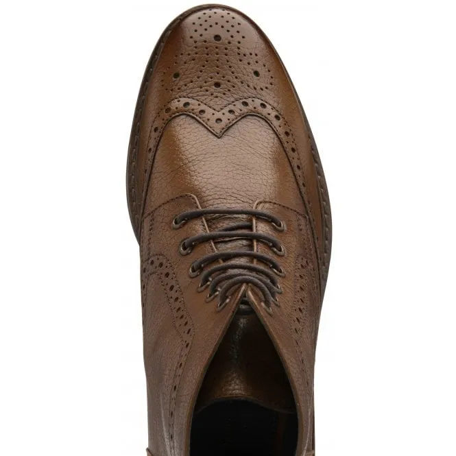Frank Wright Tan Magnus Leather Brogue Ankle Boot