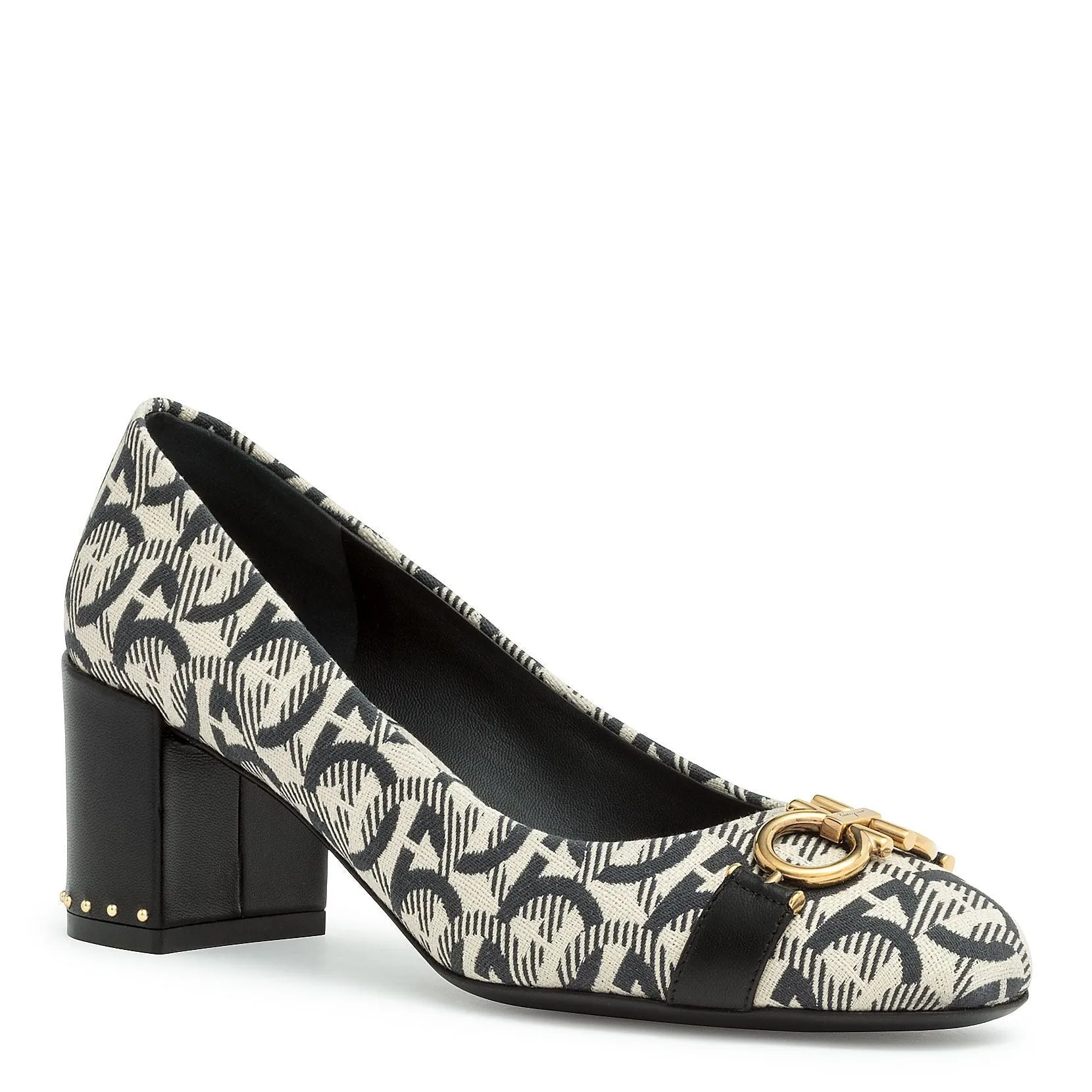 Garda T black jaquard gancini pumps