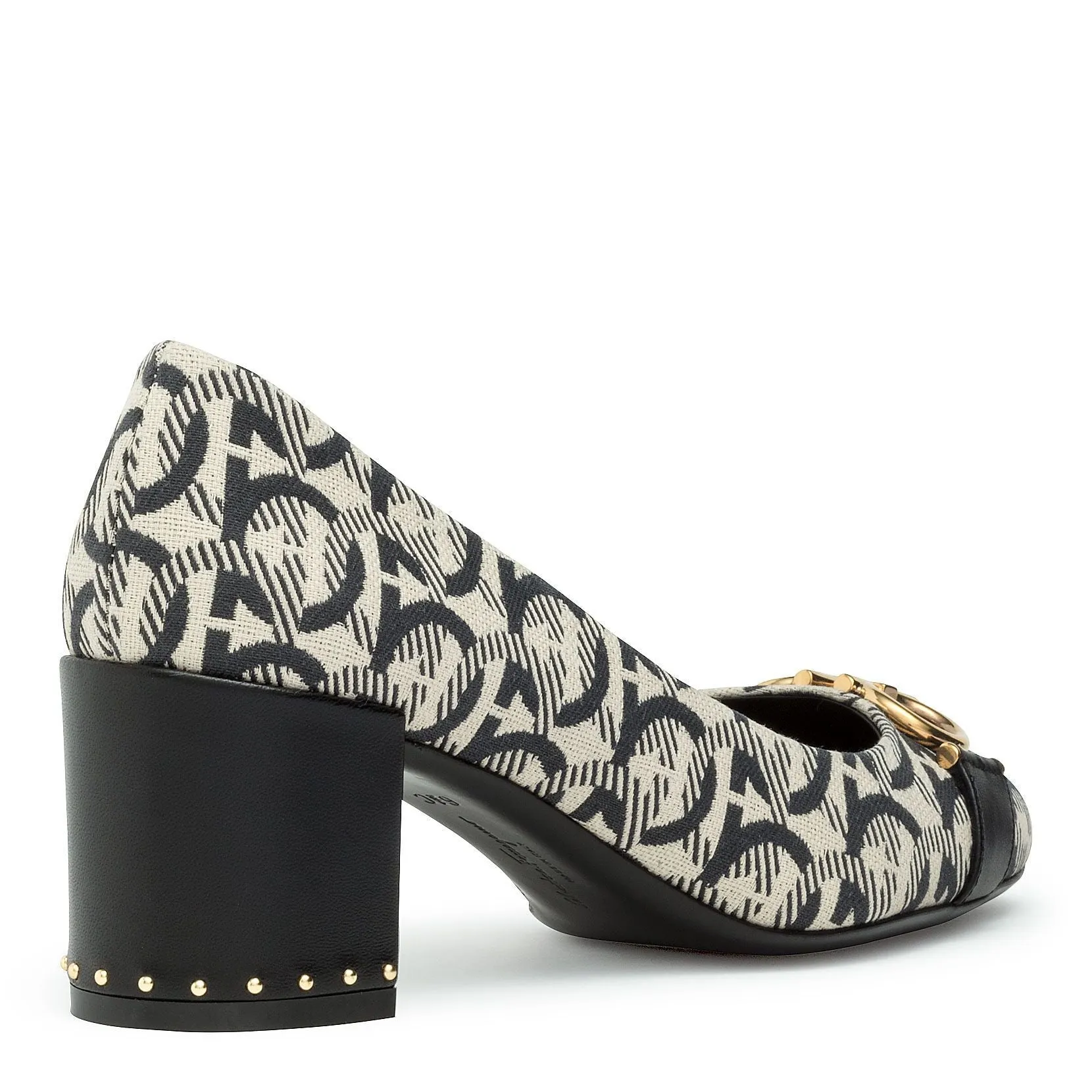 Garda T black jaquard gancini pumps
