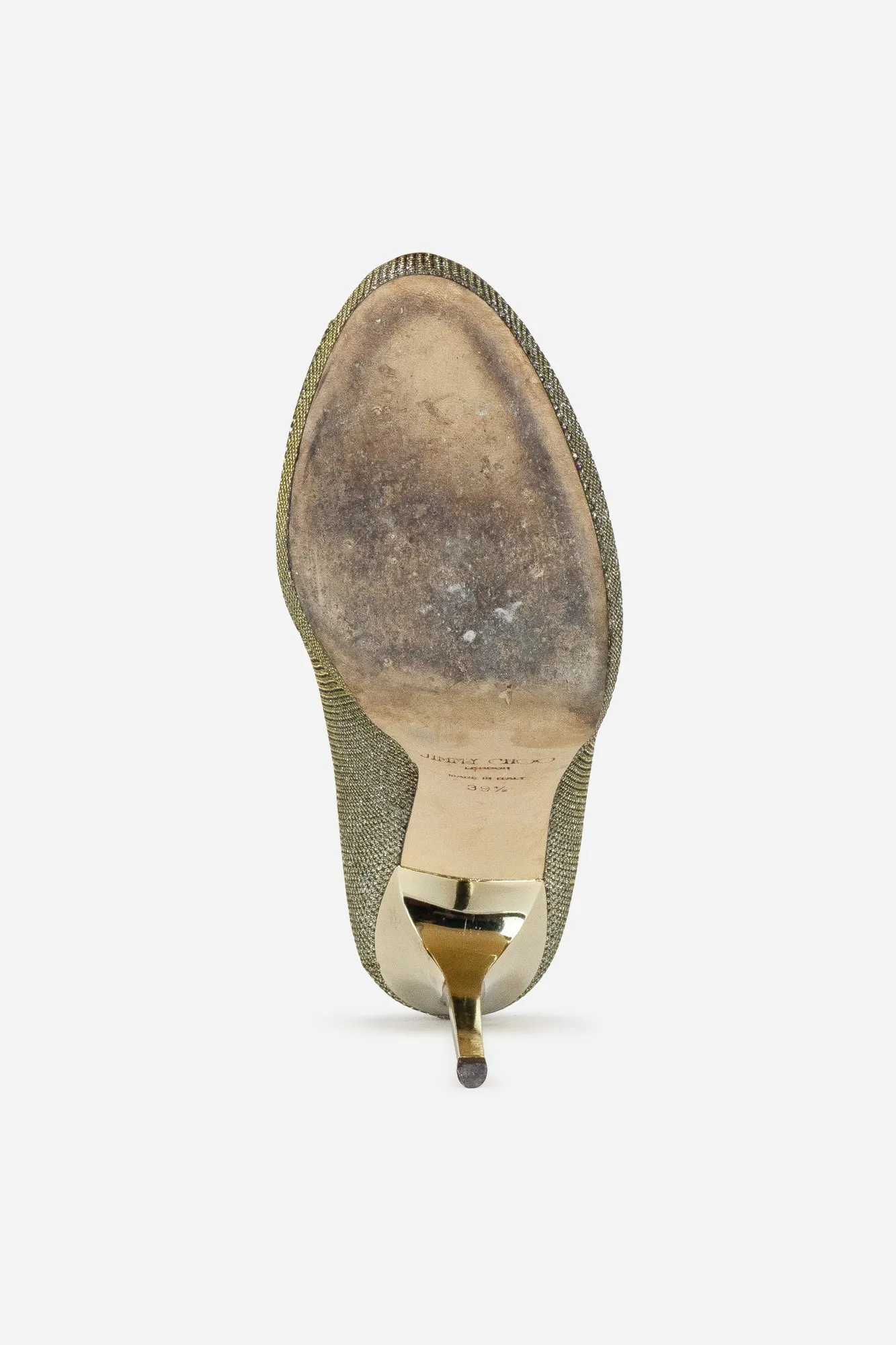 Gold Glitter Open-Toe Pumps