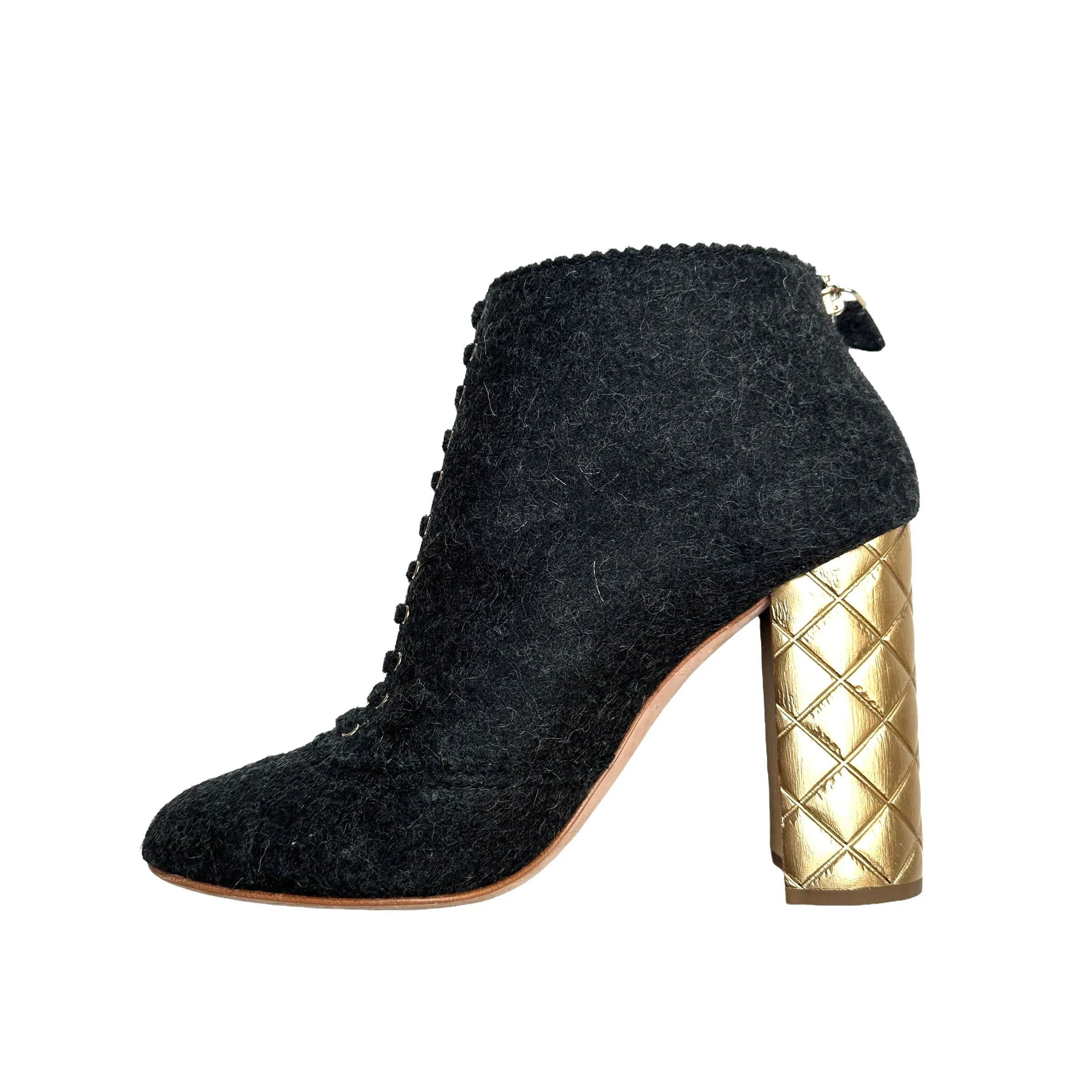 Grey Felt Boots w/Gold Heels - 10