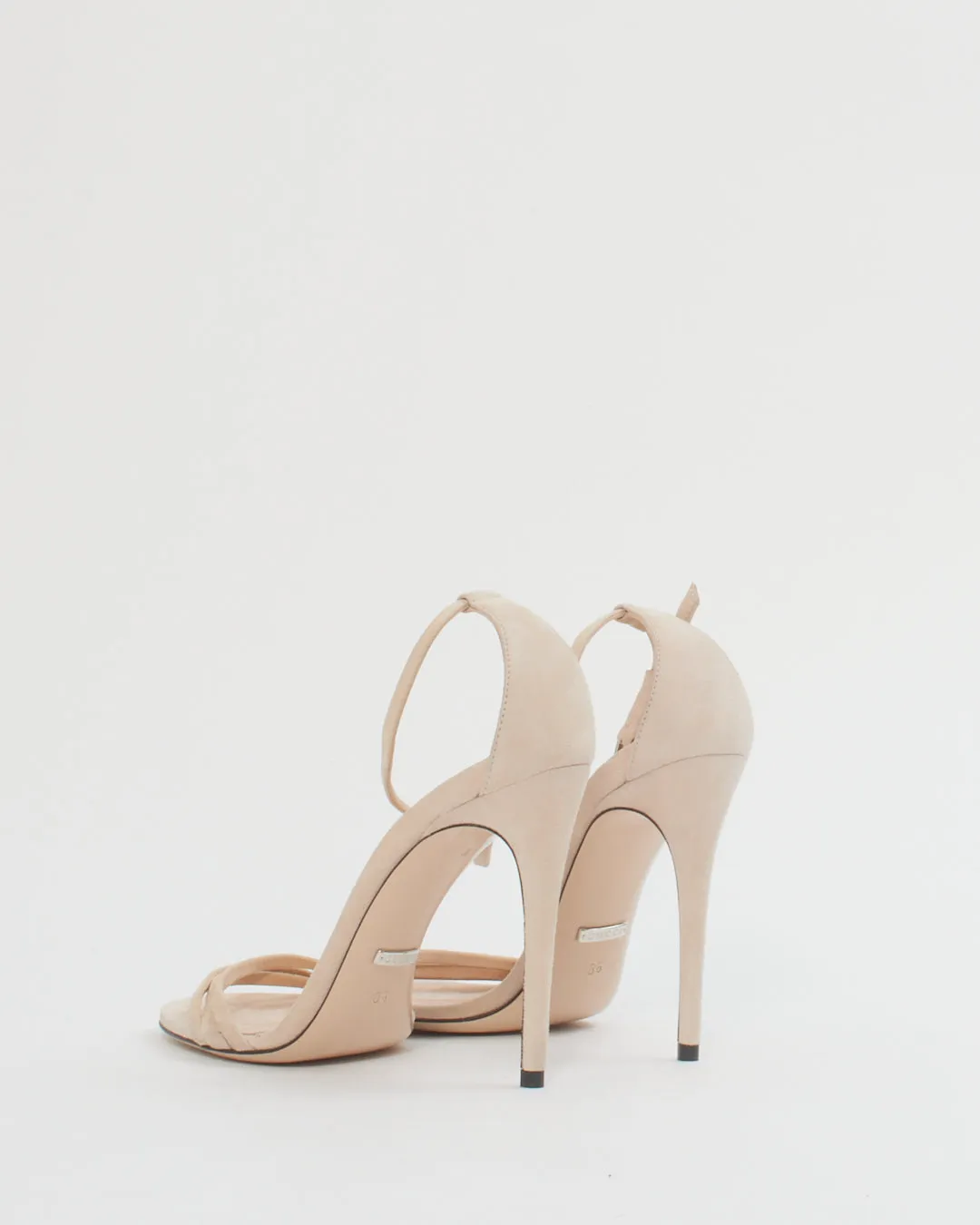 Gucci Blush Pink Suede Crystal GG Strappy Heeled Sandals - 36