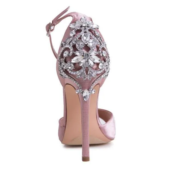 HALSEY OPEN TOE HEEL SHOE WITH CRYSTAL EMBELLISHED ON BACK