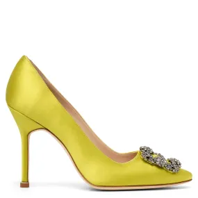 Hangisi 105 bright green satin pumps