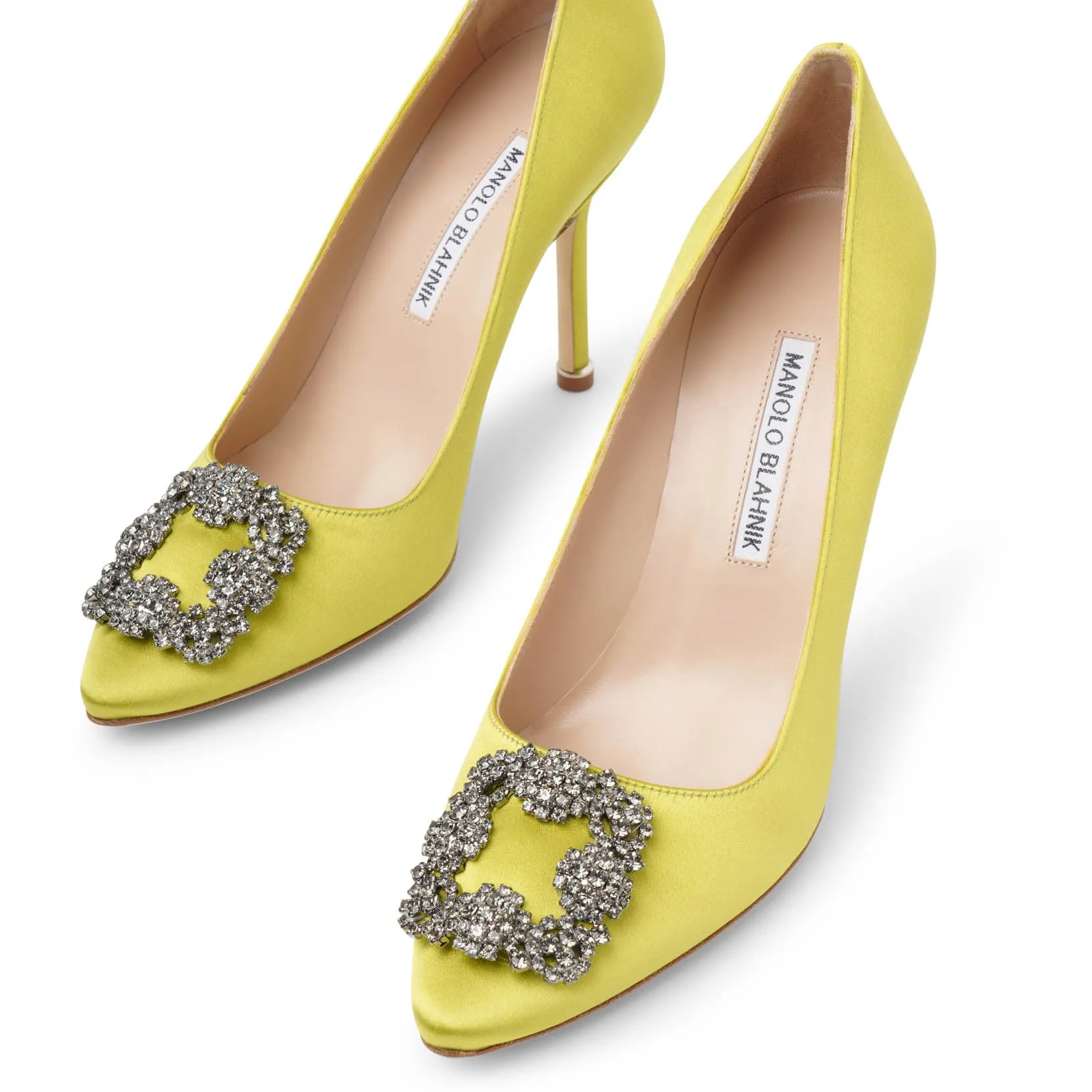 Hangisi 105 bright green satin pumps