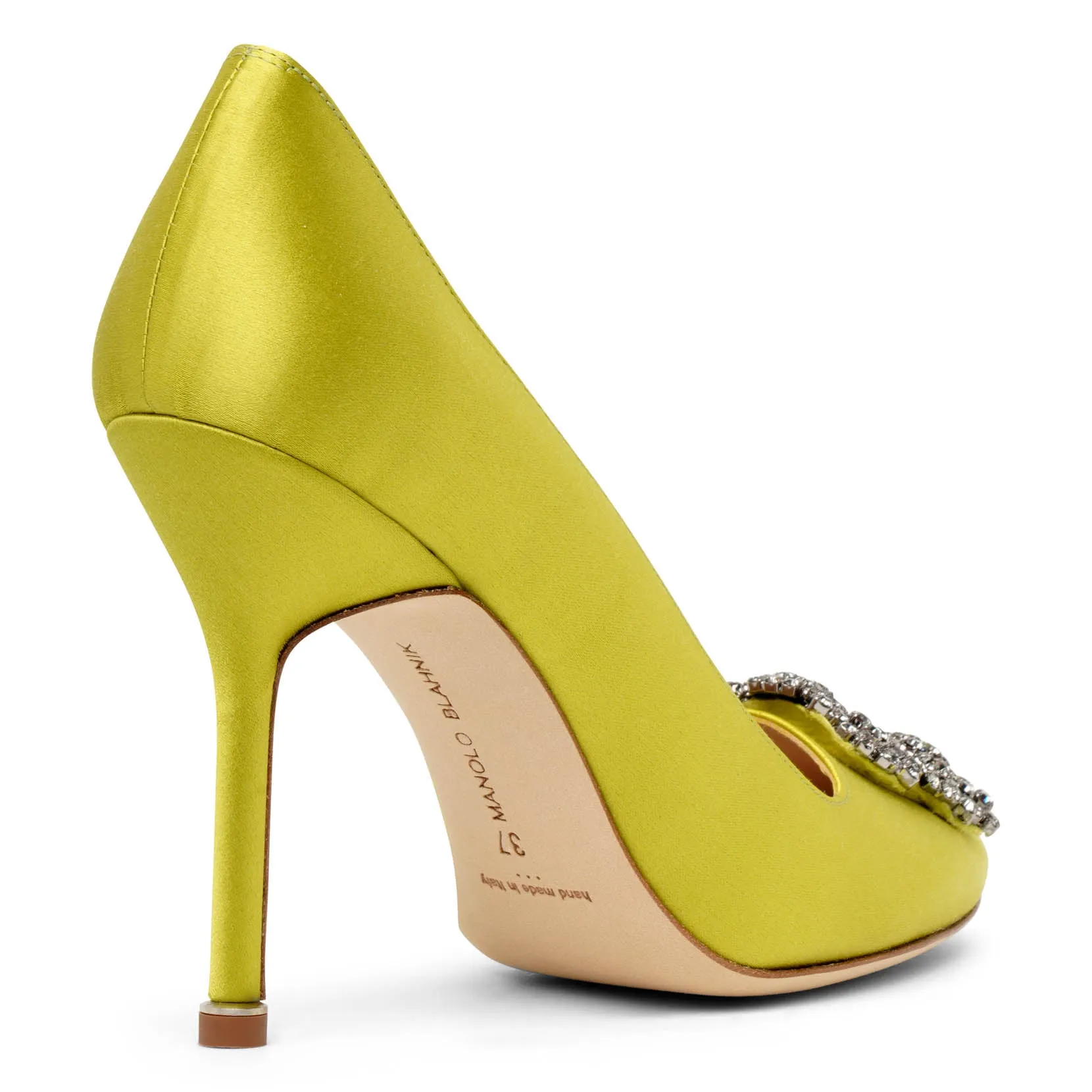 Hangisi 105 bright green satin pumps