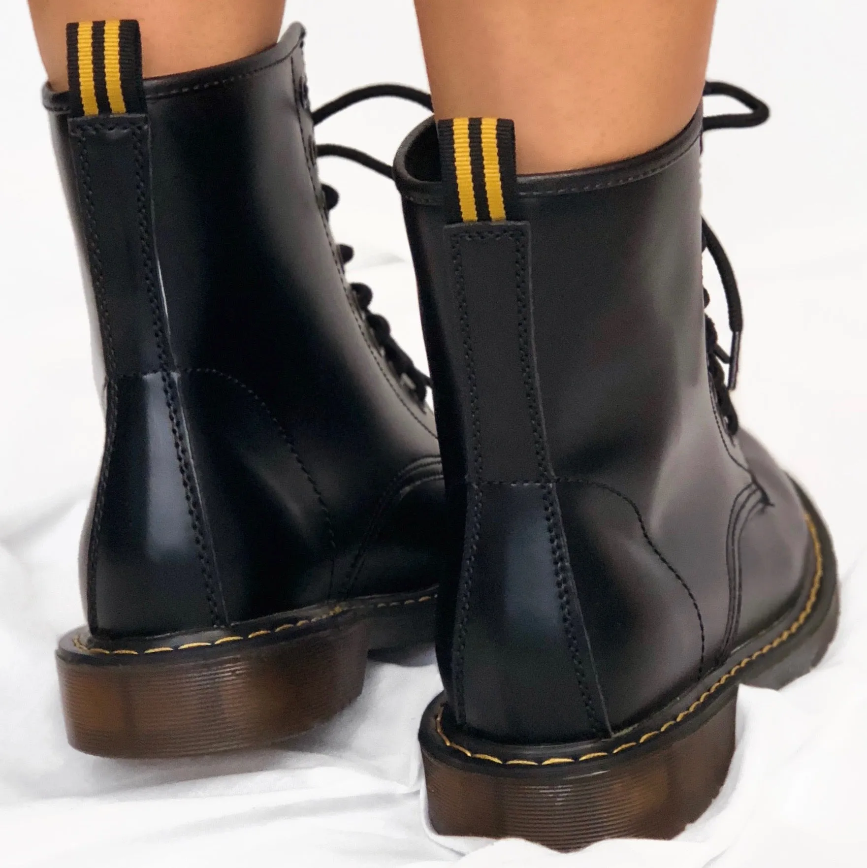Harley Black PU Faux Leather Lace Up Chunky Biker Boots
