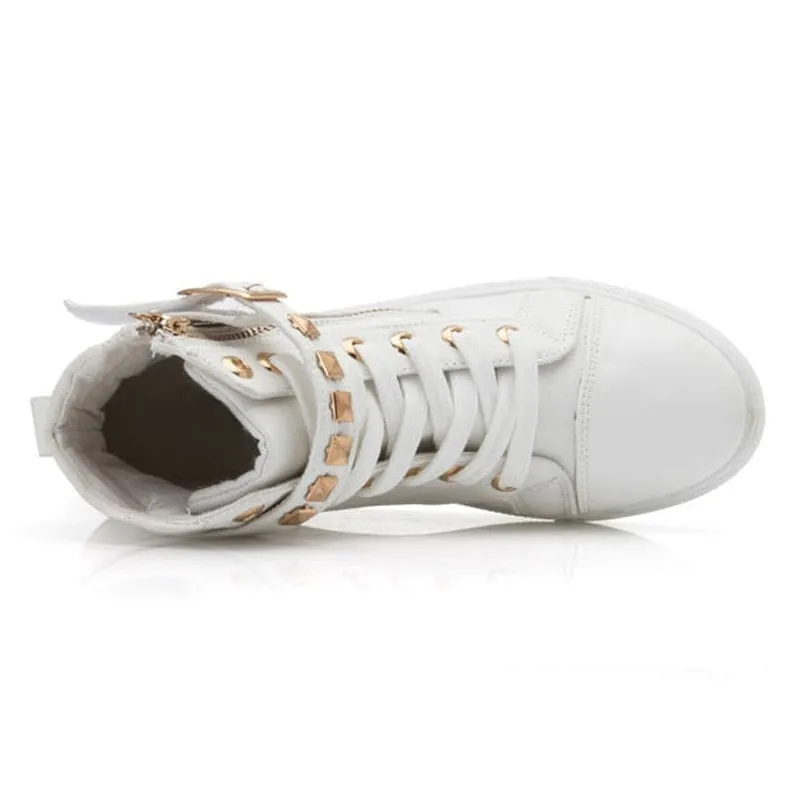Hnzxzm New High top Shoes Women Fashion Rivets Canvas Shoes Women's Casual Shoes Leopard Flowers Brand Vintage Black White Blue