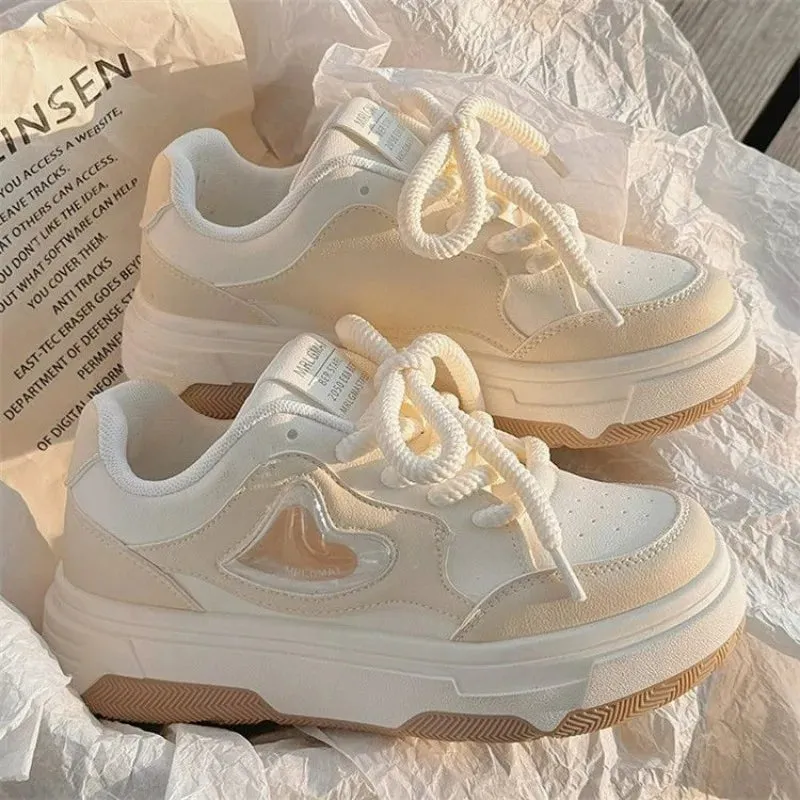 Hnzxzm Women's Sports Shoes Platform Sneakers Spring Summer 2024 Tennis Female Flats Casual Vulcanize Kawaii Skateboard Footwear