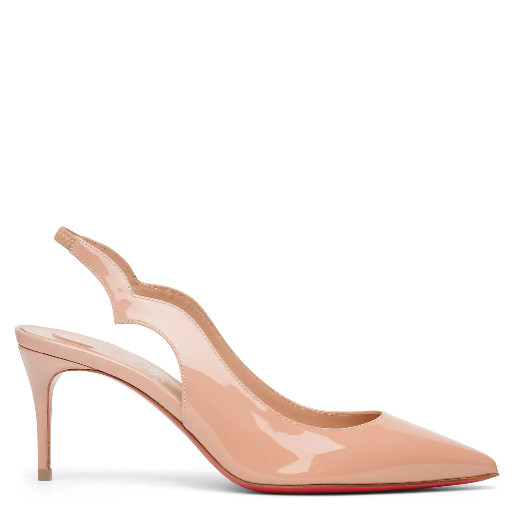 Hot Chick sling 70 beige patent pumps