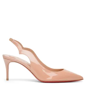 Hot Chick sling 70 beige patent pumps