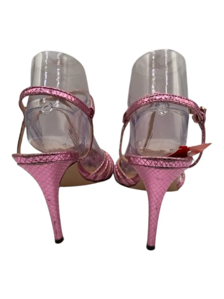 J Crew Shoe Size 10 Metallic Pink Strappy Open Heel Stiletto Peep Toe Pumps