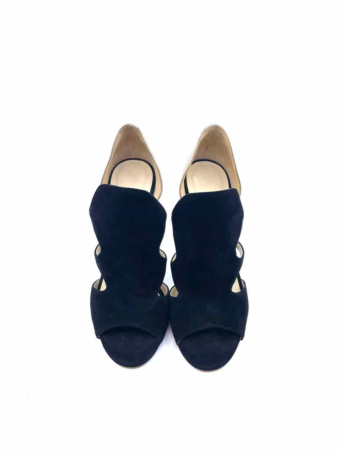 JIMMY CHOO Size 7 Black & Gold Suede Solid Pumps