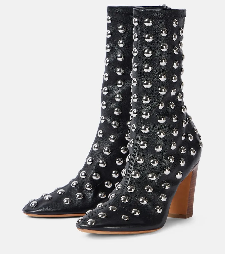 Khaite Apollo 85 studded leather ankle boots