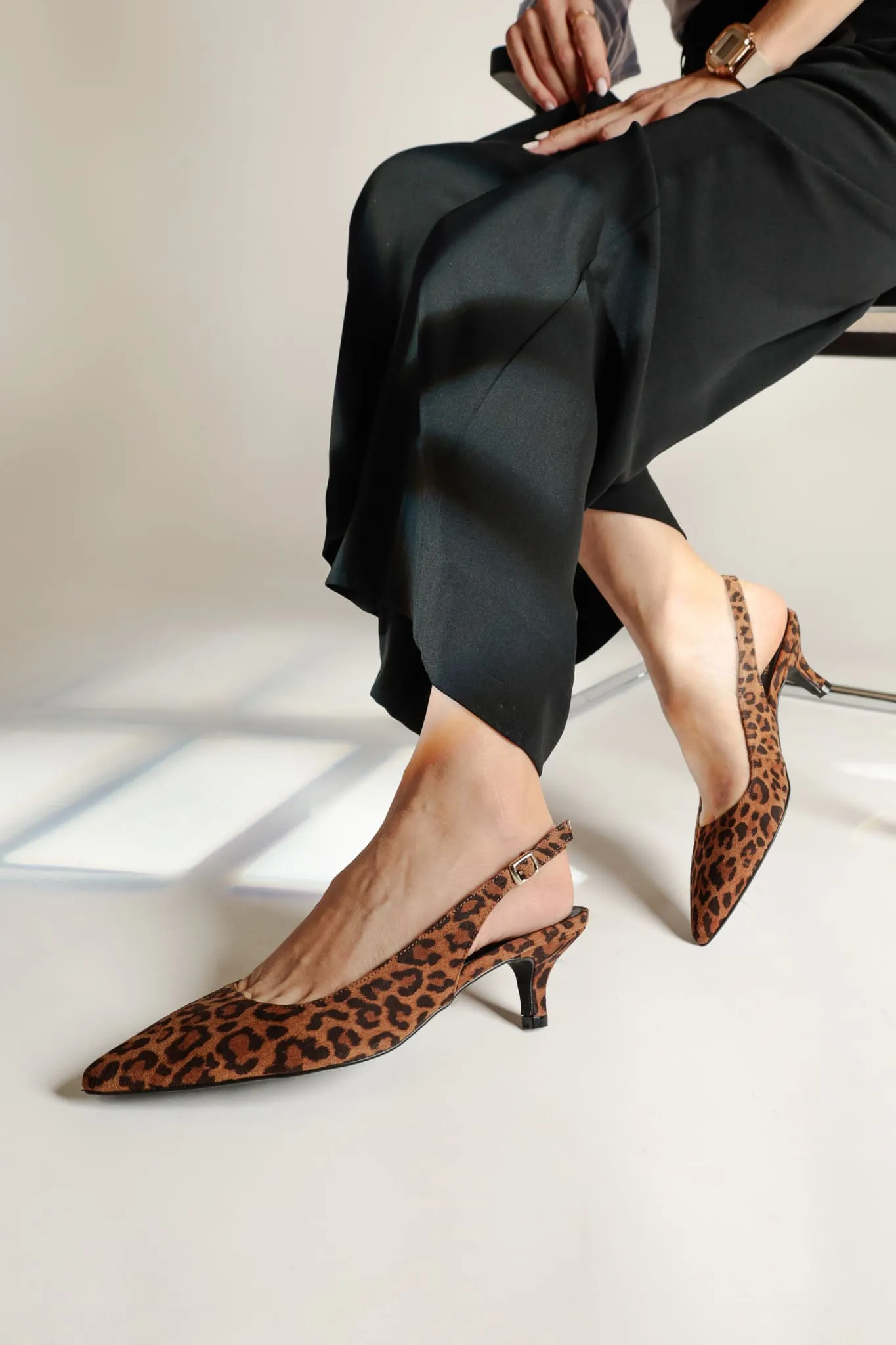 KITTEN LEOPARD - Pointed toe slingback pumps