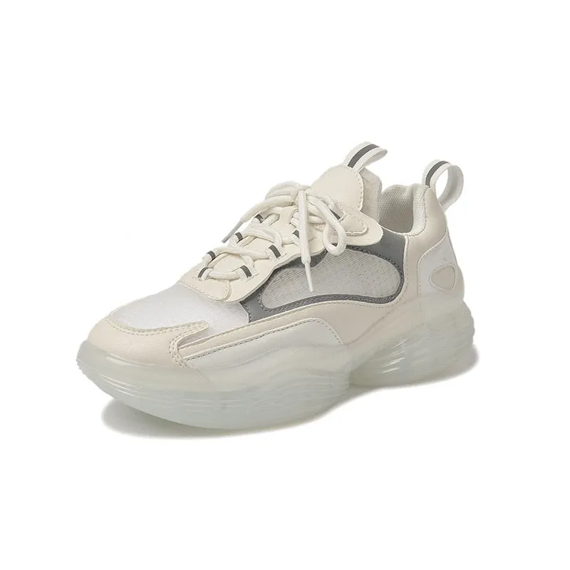 Lace Up Platform Glitter Chunky Sneakers