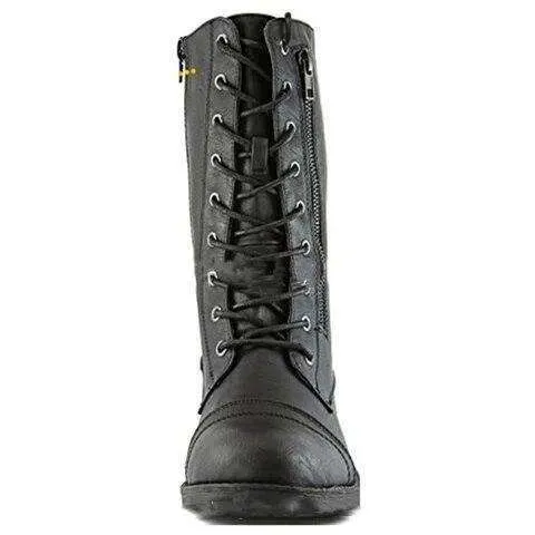 Lace Up Zip Buckle Snow Leather Women Boots