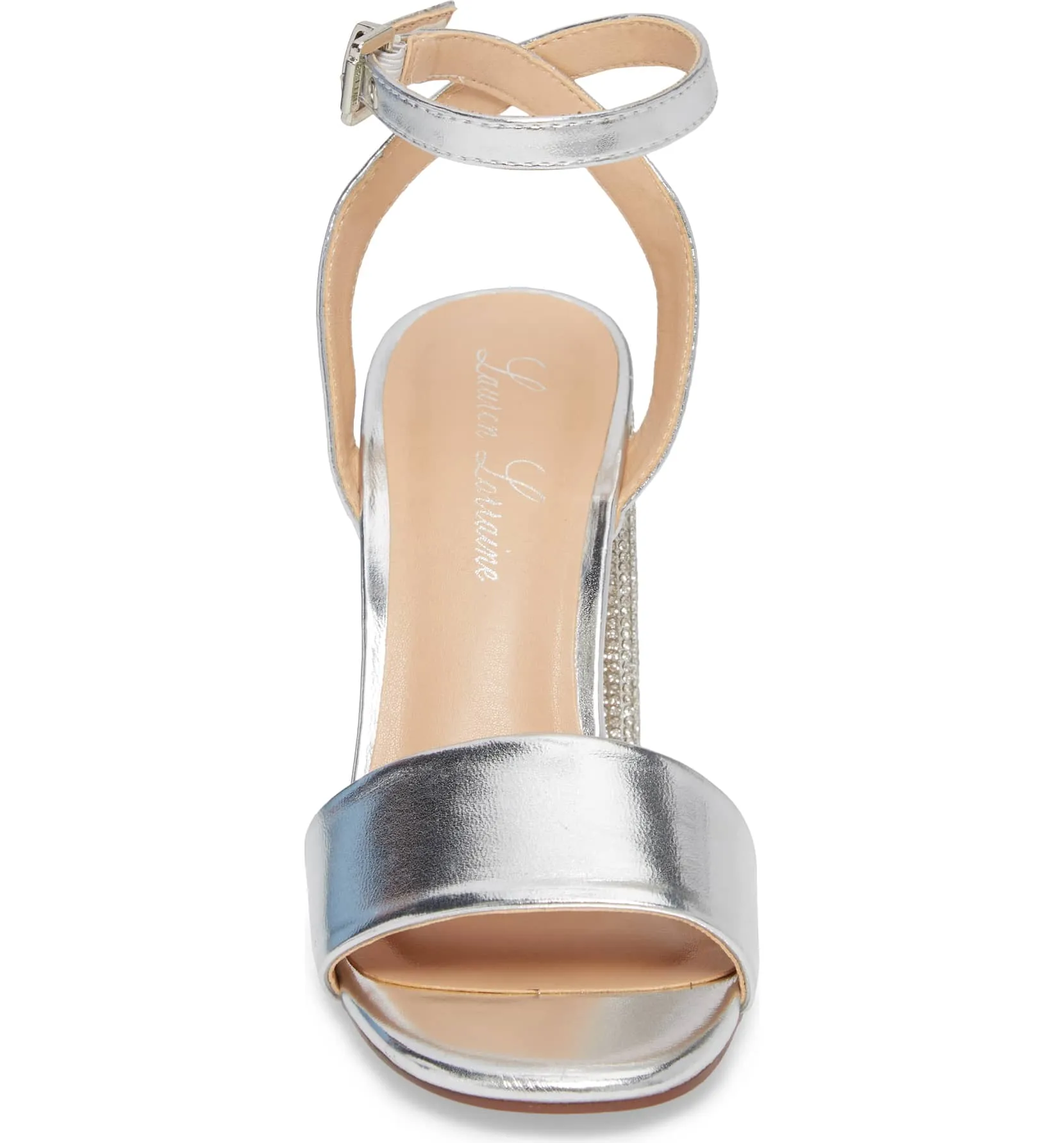 Lauren Lorraine Julia Sandal Block Heel Crystal Ankle Strap Dress Prom Pumps