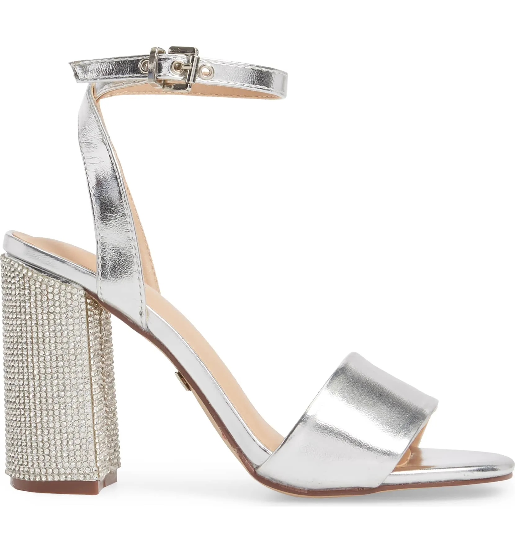 Lauren Lorraine Julia Sandal Block Heel Crystal Ankle Strap Dress Prom Pumps