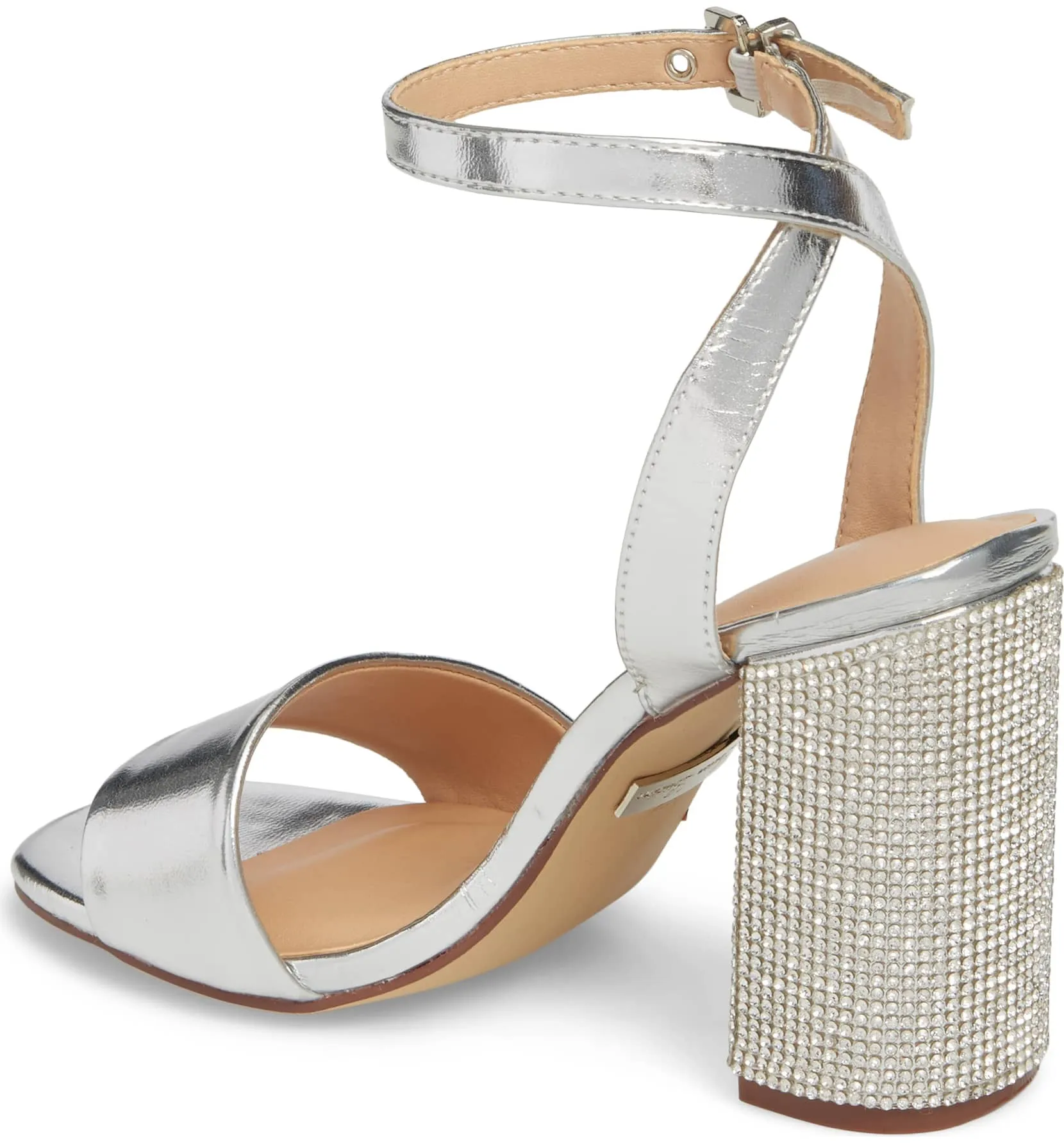 Lauren Lorraine Julia Sandal Block Heel Crystal Ankle Strap Dress Prom Pumps