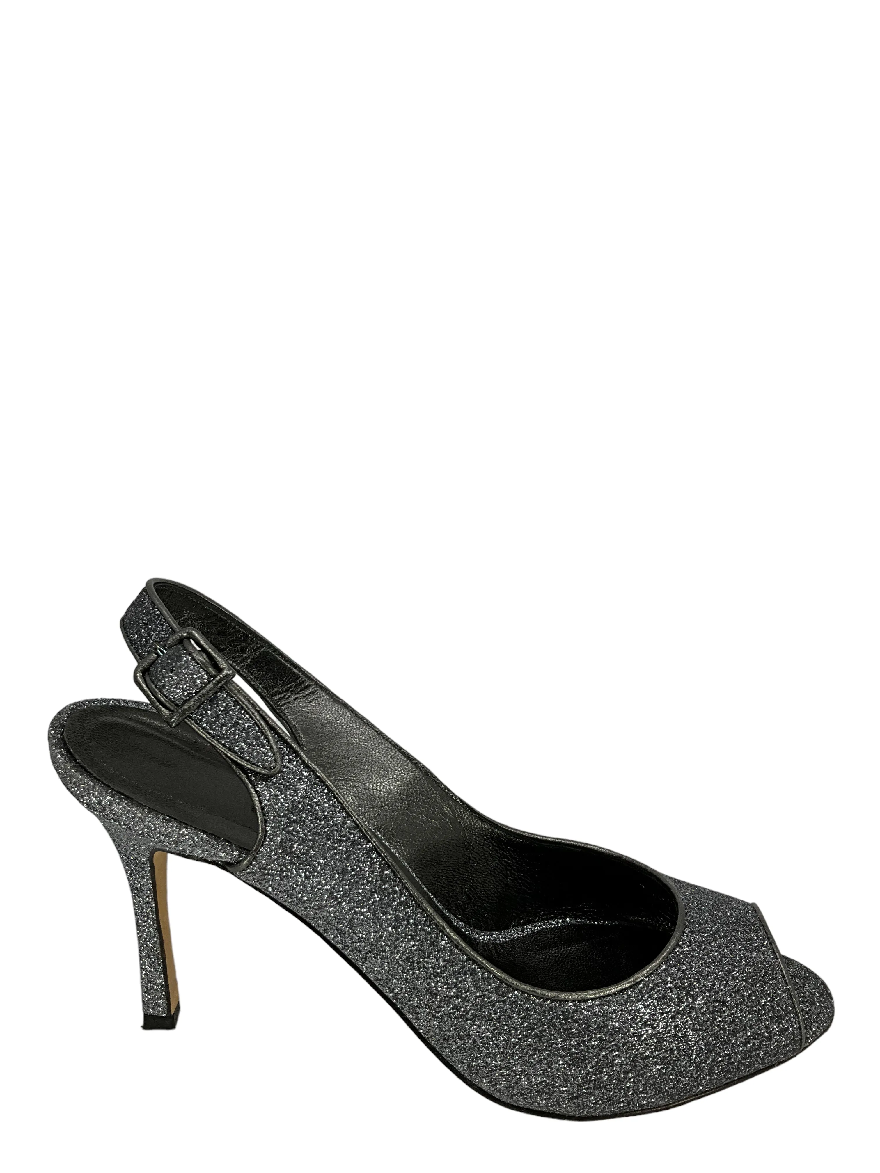 Manolo Blahnik Glitter Slingback Pumps Size 11