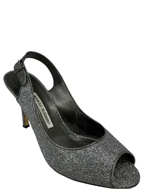 Manolo Blahnik Glitter Slingback Pumps Size 11