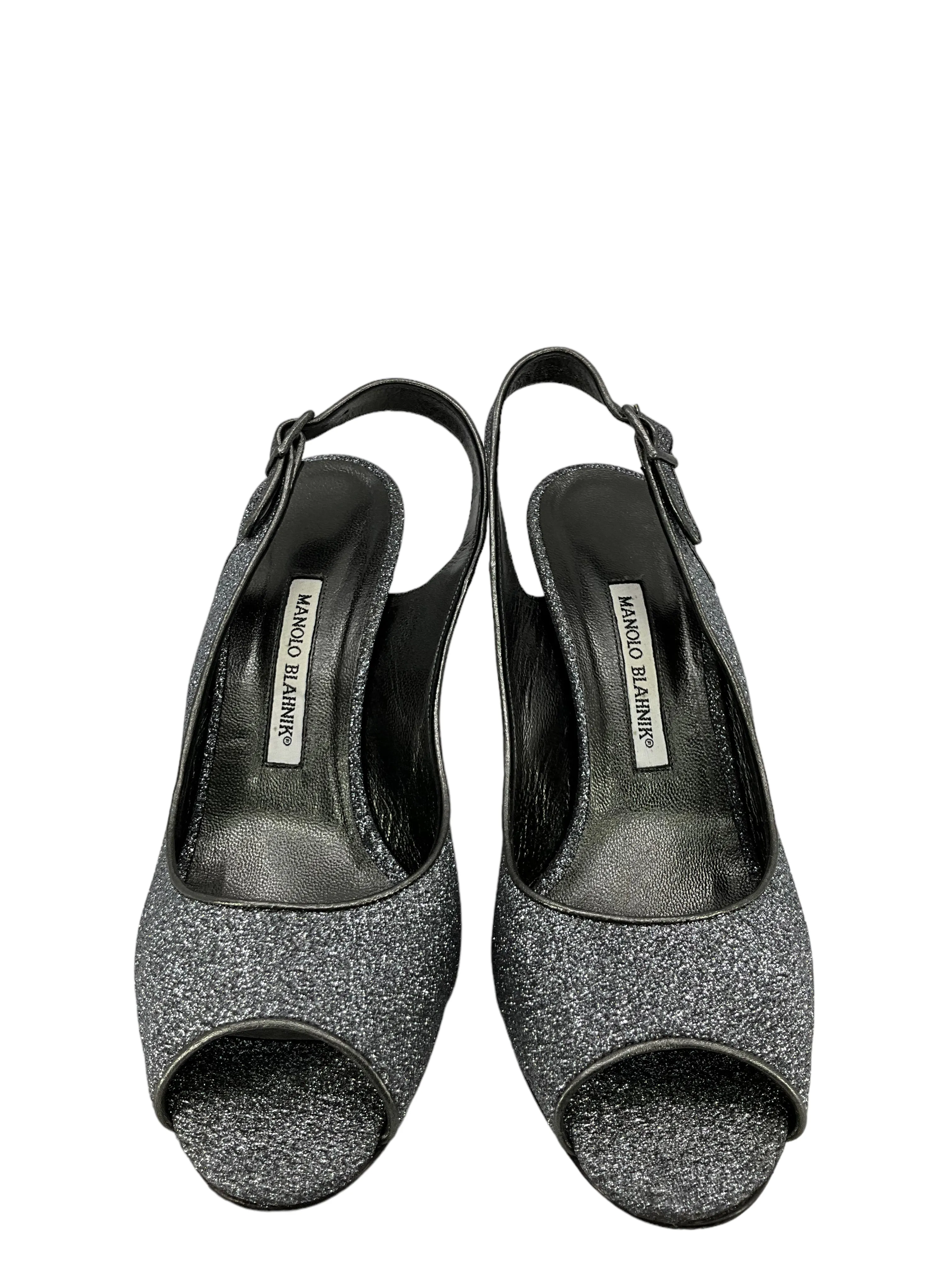 Manolo Blahnik Glitter Slingback Pumps Size 11