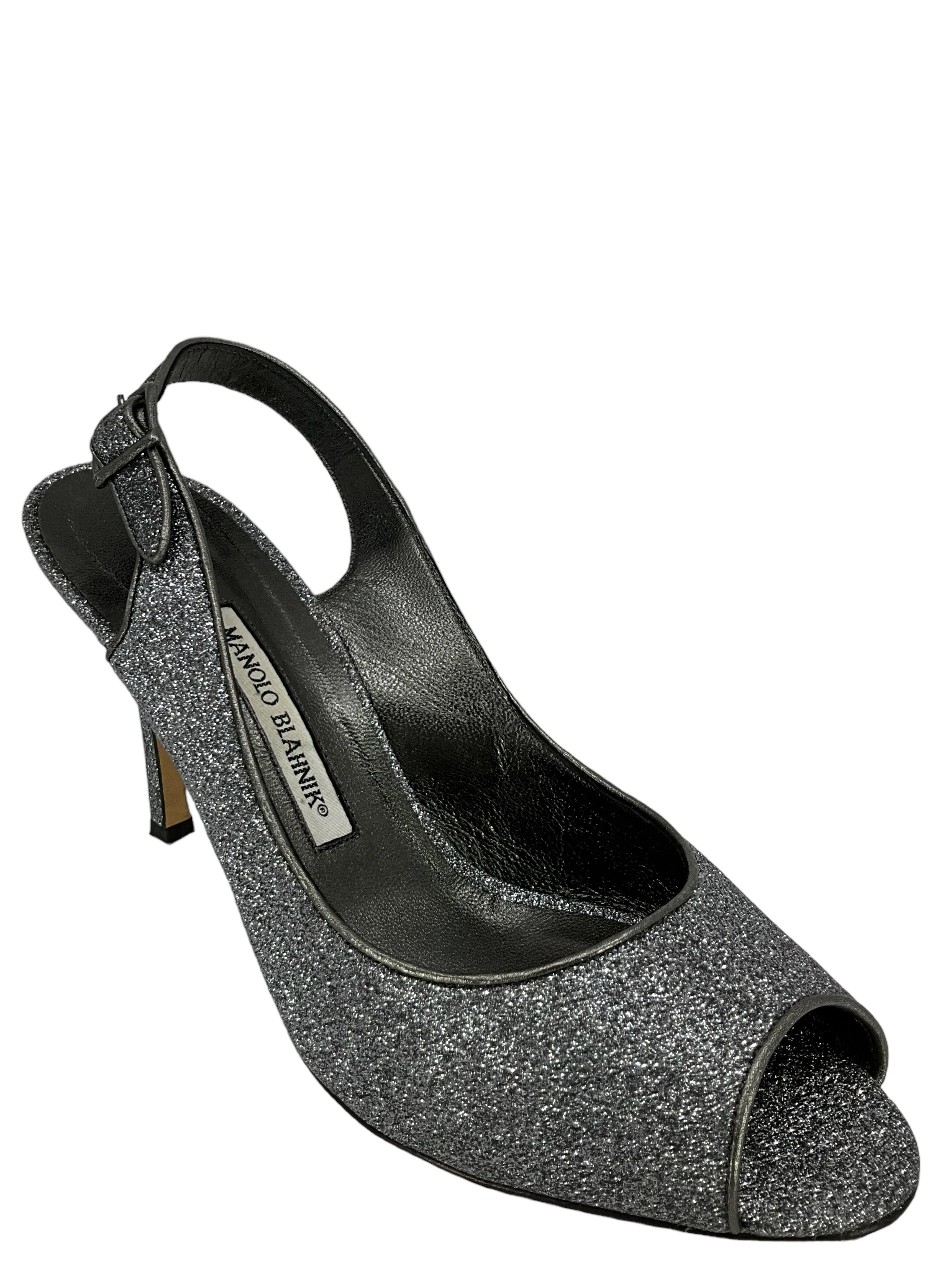 Manolo Blahnik Glitter Slingback Pumps Size 11