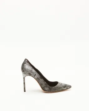 Manolo Blahnik Silver Snake Print Point Toe Pumps - 40