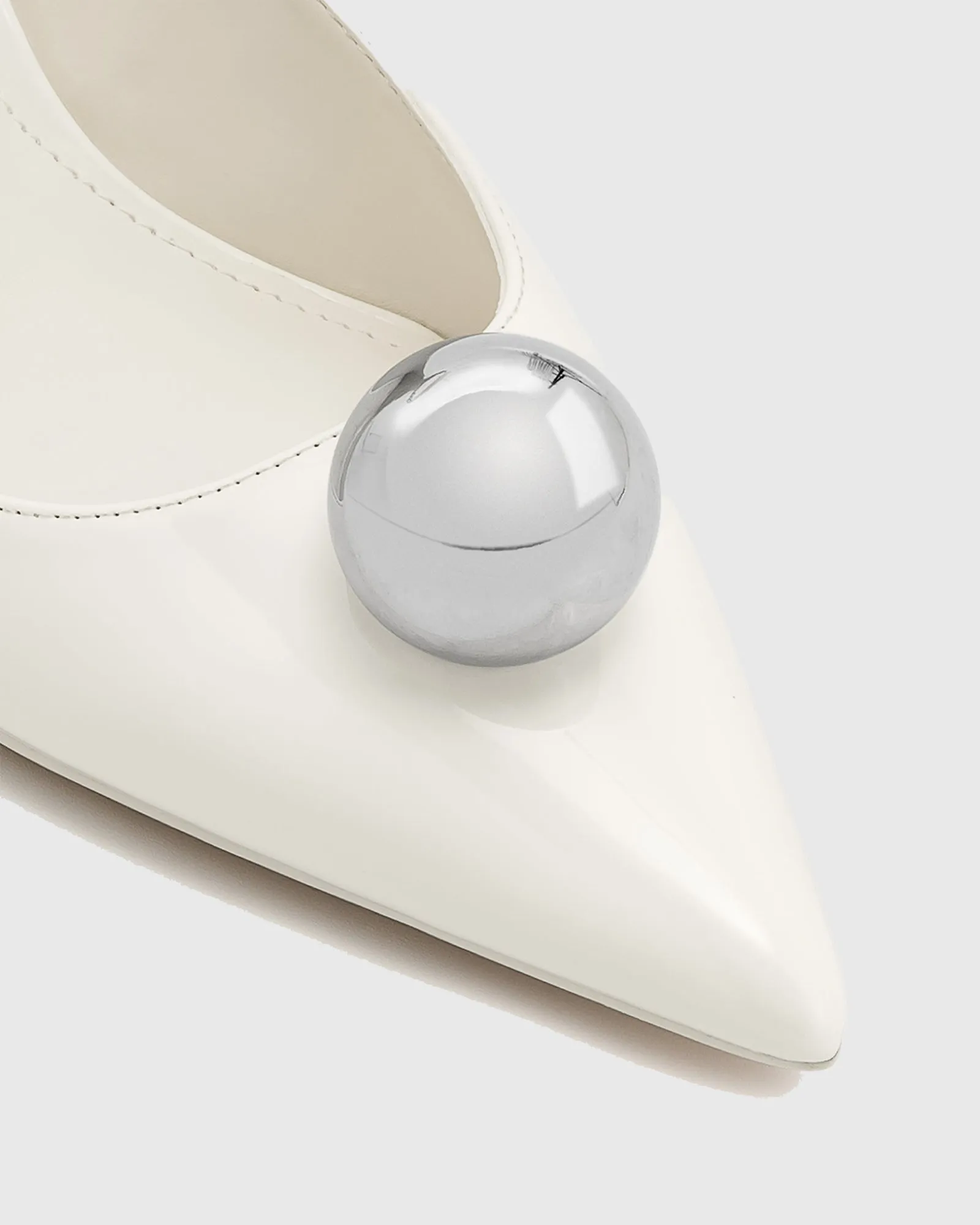 Marina Metal Ball Strap Pumps In White