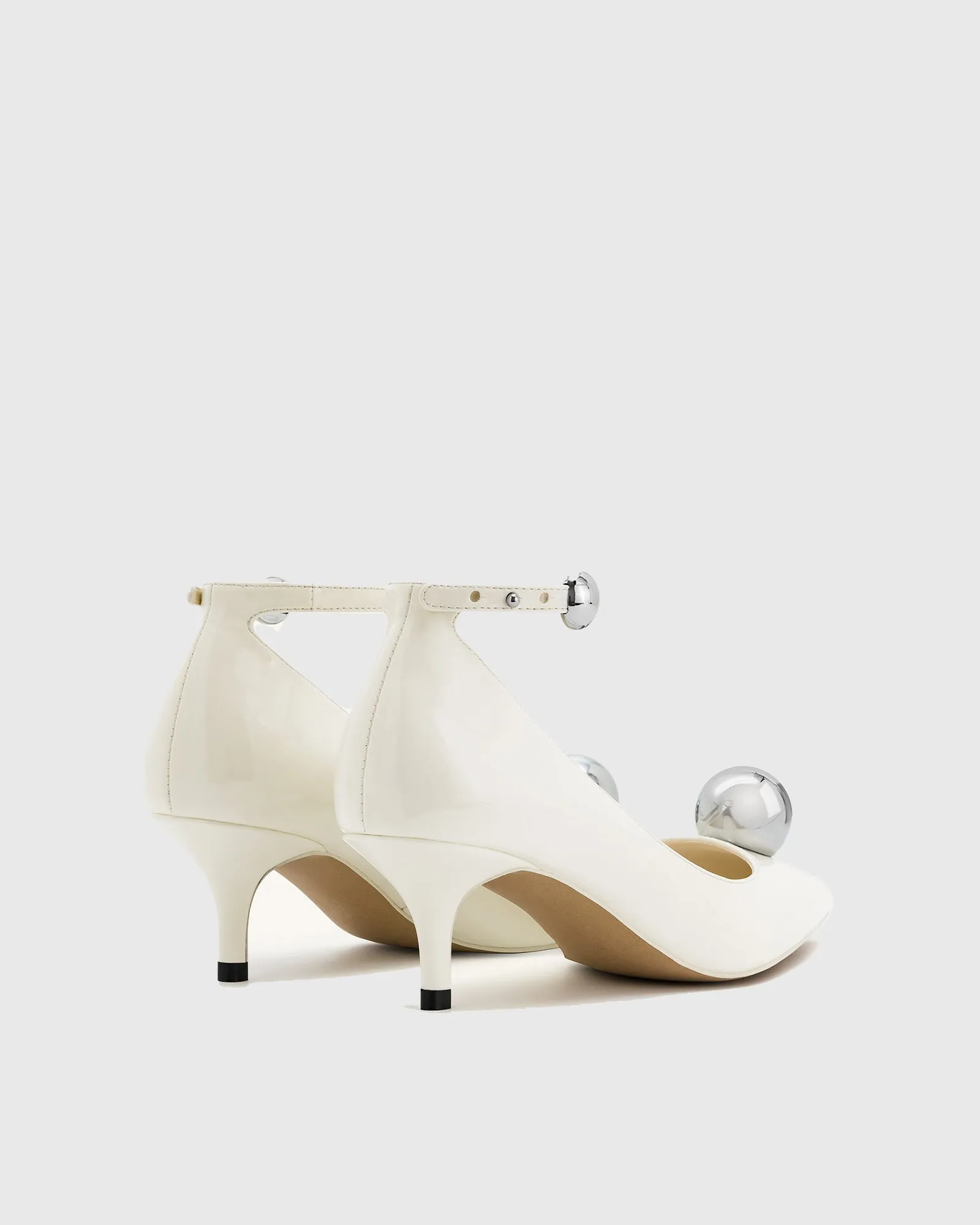 Marina Metal Ball Strap Pumps In White
