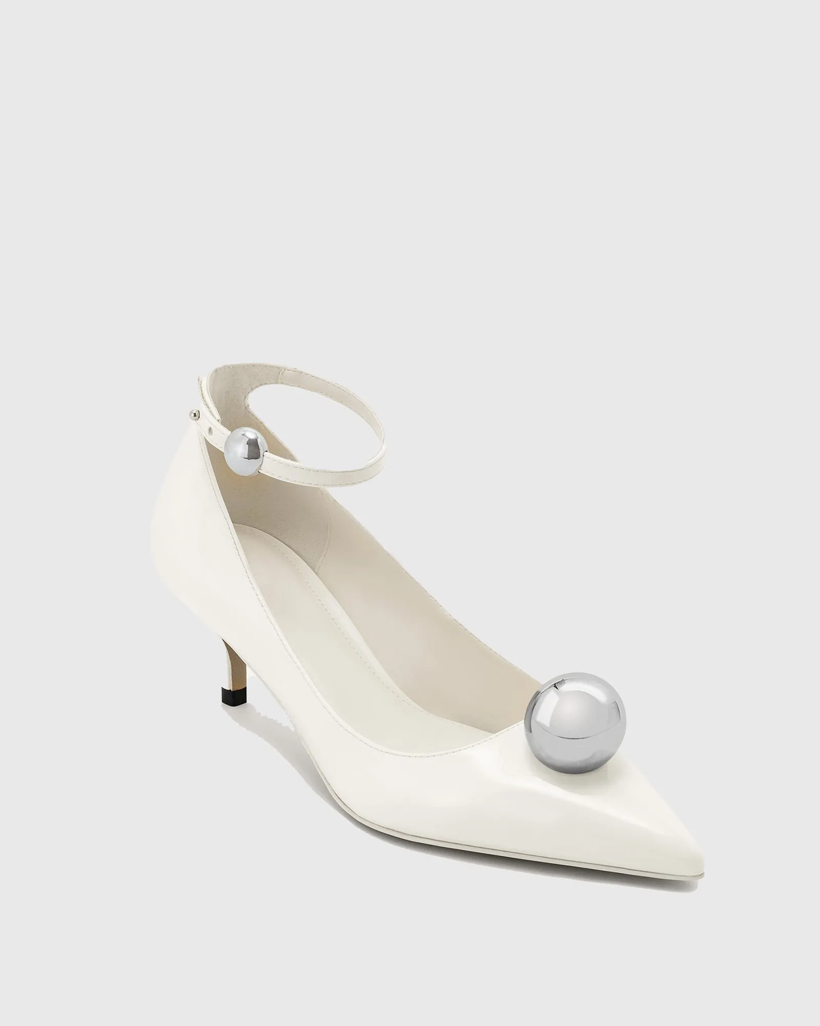 Marina Metal Ball Strap Pumps In White