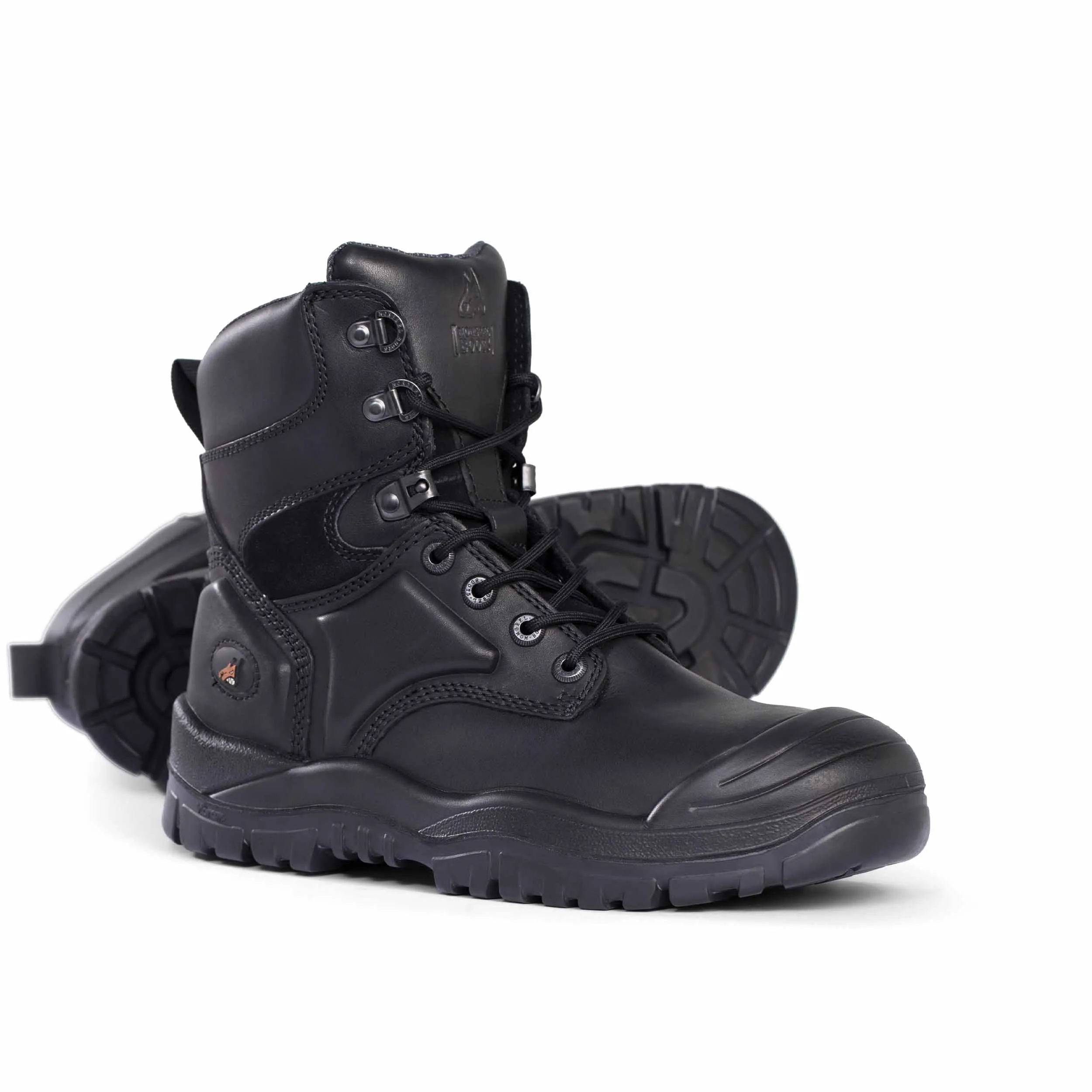 Mongrel Black High Leg Lace Up Boot w/ Scuff Cap - 550020