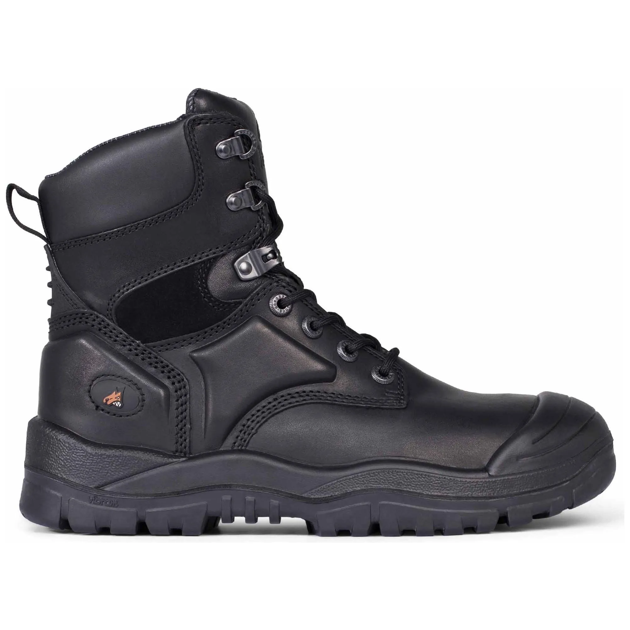 Mongrel Black High Leg Lace Up Steel Cap Safety Boot With Scuff Cap (550020) (Pre Order)