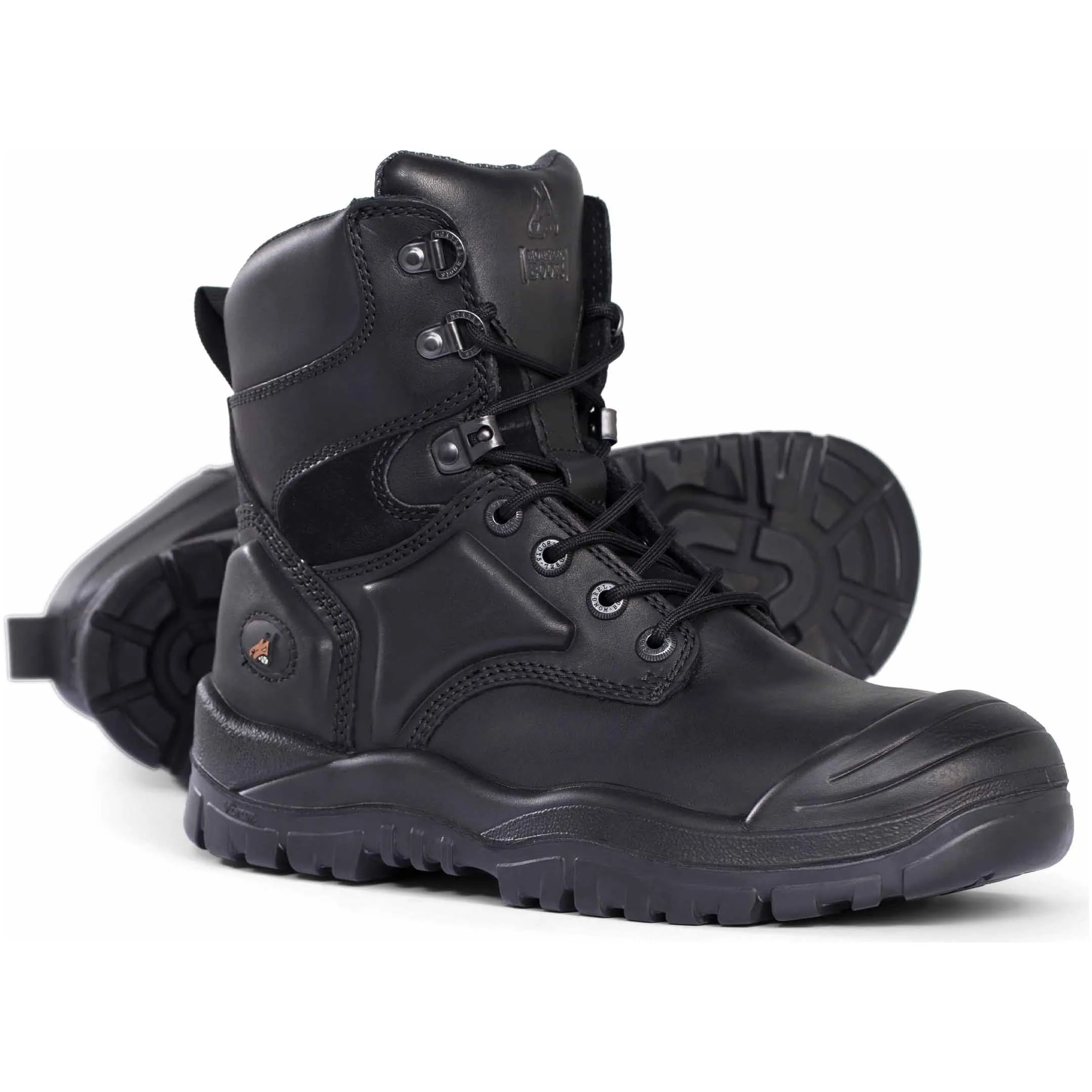 Mongrel Black High Leg Lace Up Steel Cap Safety Boot With Scuff Cap (550020) (Pre Order)