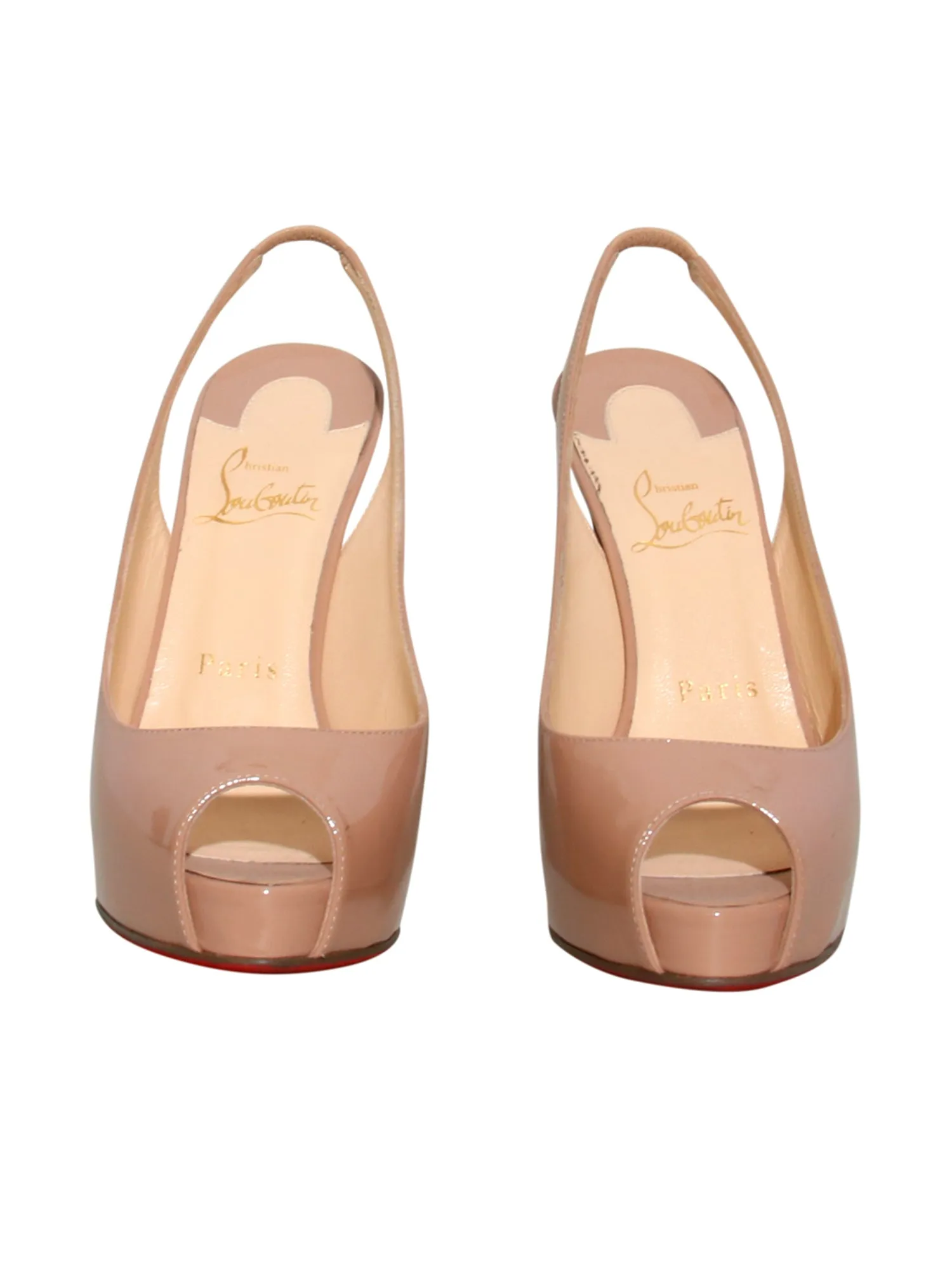 Patent Slingback Open Toe Pumps