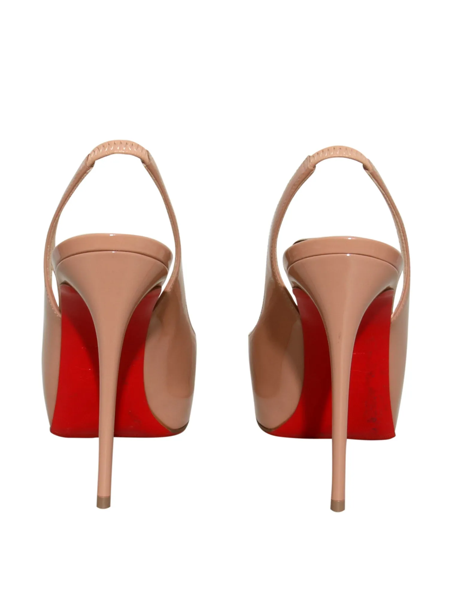 Patent Slingback Open Toe Pumps