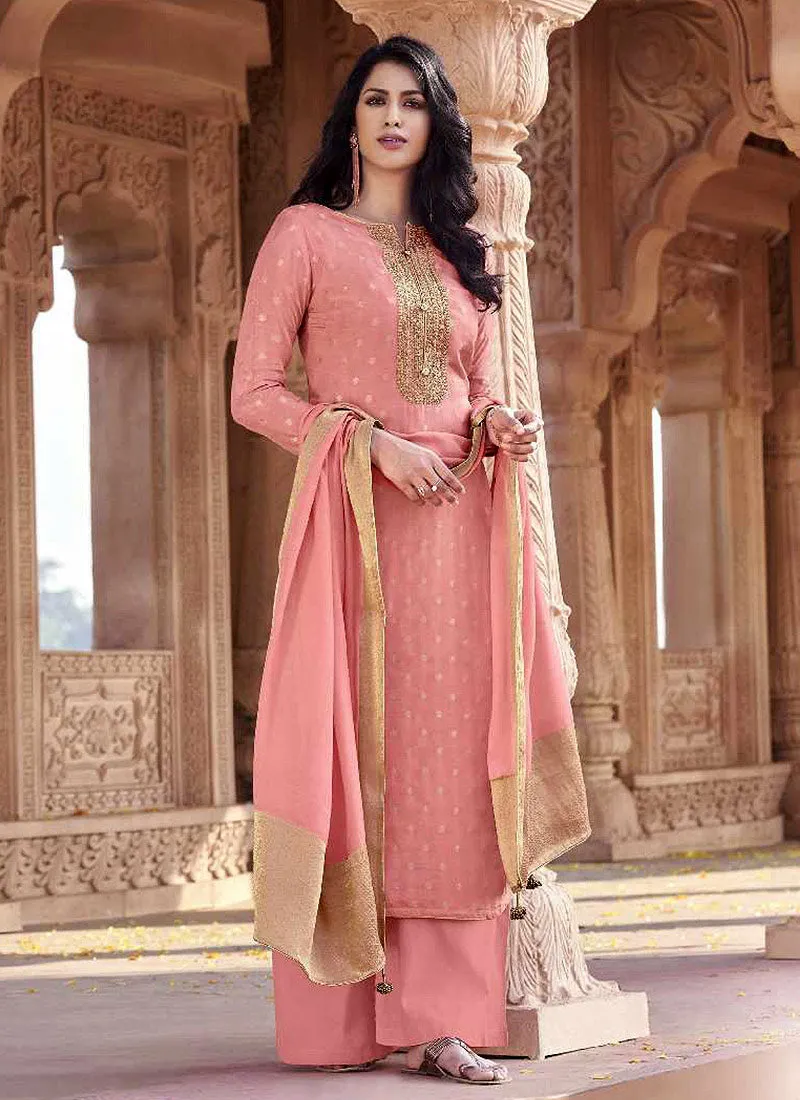 Pink Golden Designer Salwar Kameez