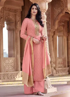 Pink Golden Designer Salwar Kameez
