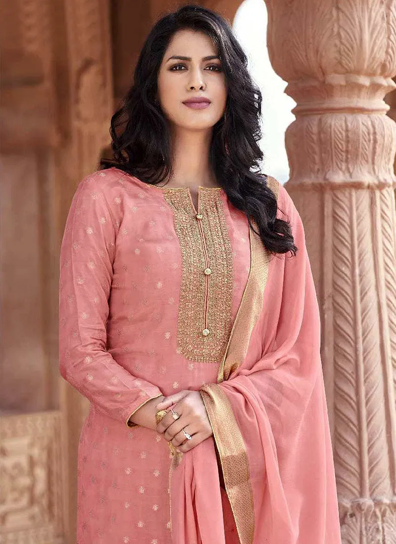 Pink Golden Designer Salwar Kameez