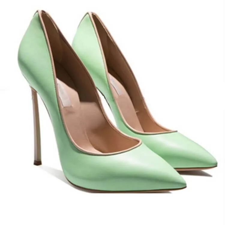 Point Toe Ankle Leather Sexy Close Toe Pumps