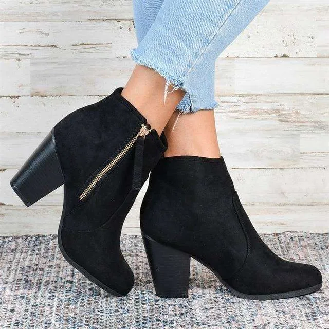 Pointed Low Heel Boots