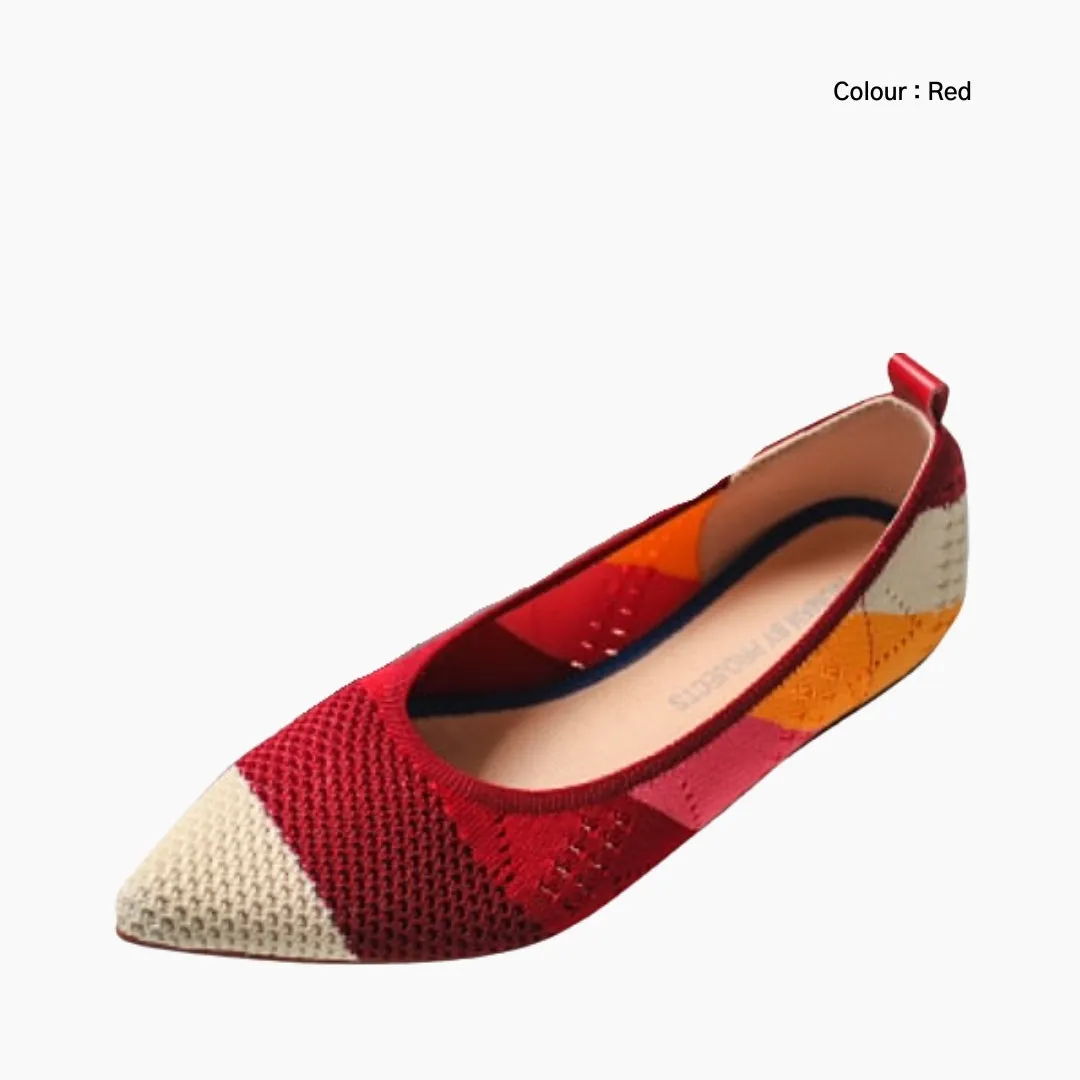 Pointed-Toe, Patchwork Pattern : Ballet Flats