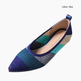 Pointed-Toe, Patchwork Pattern : Ballet Flats