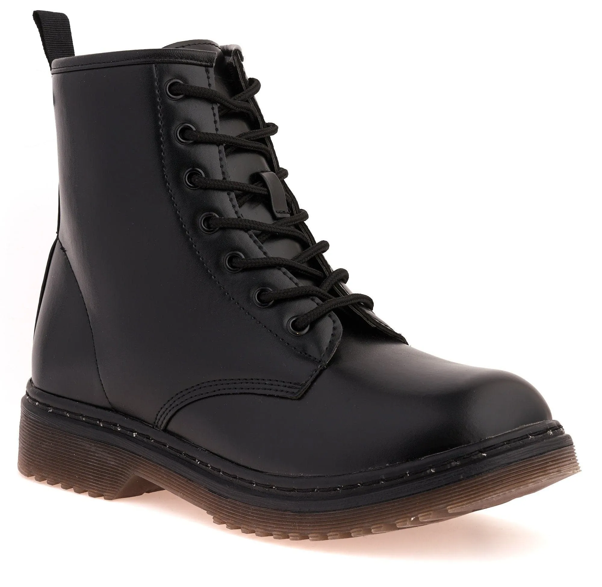 Pria Clear Sole Lace Up Boot in Black Matt
