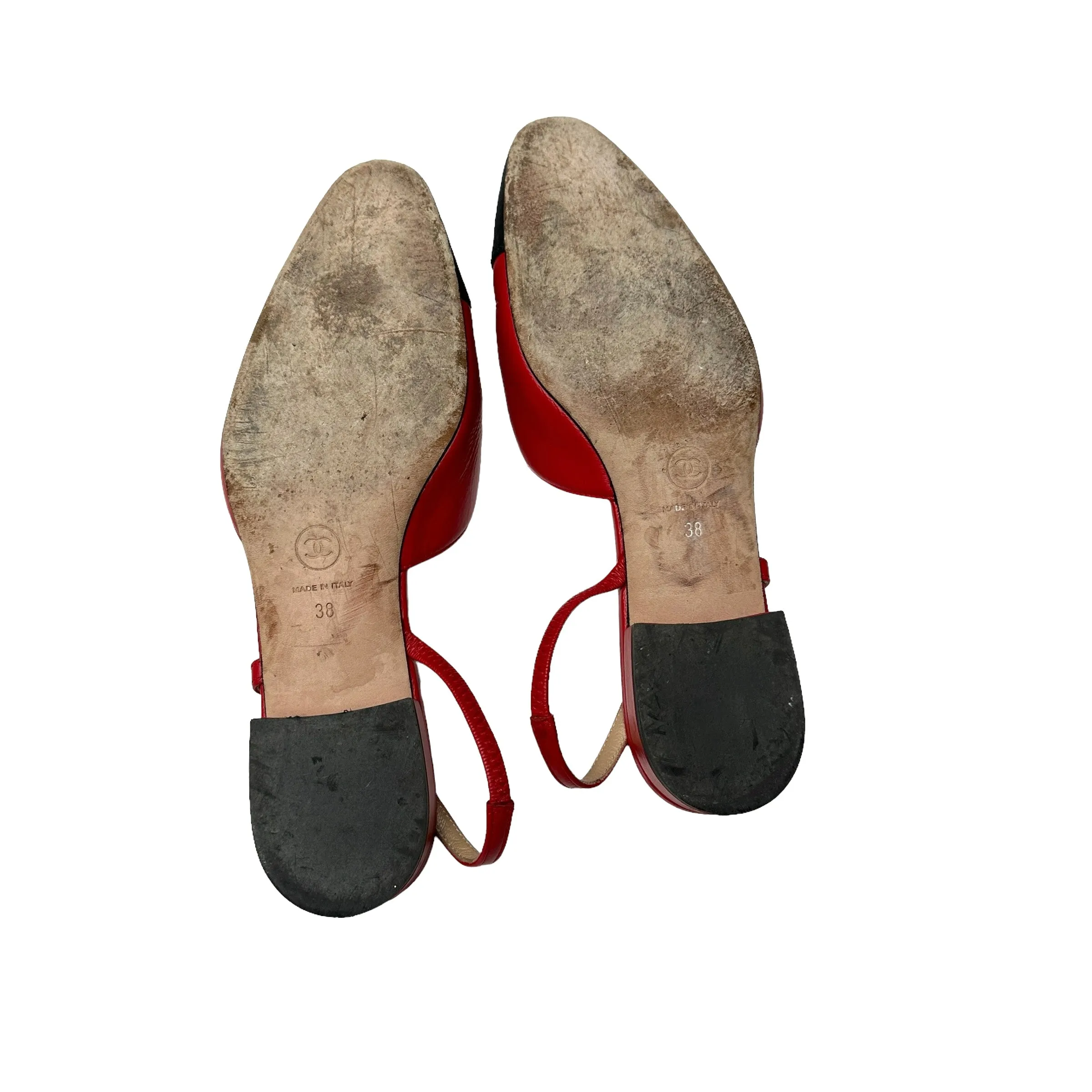 Red Leather Slingbacks - 8