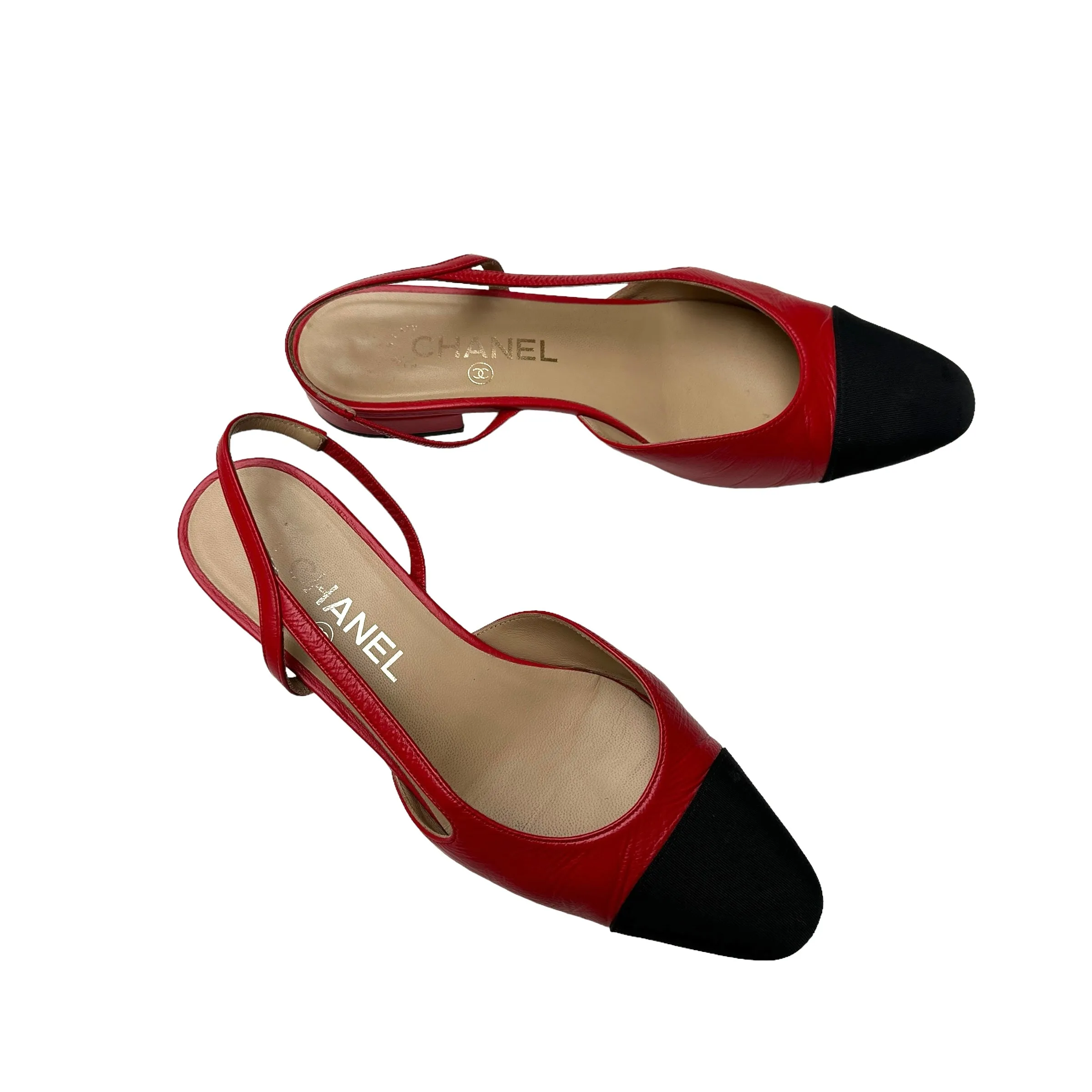 Red Leather Slingbacks - 8