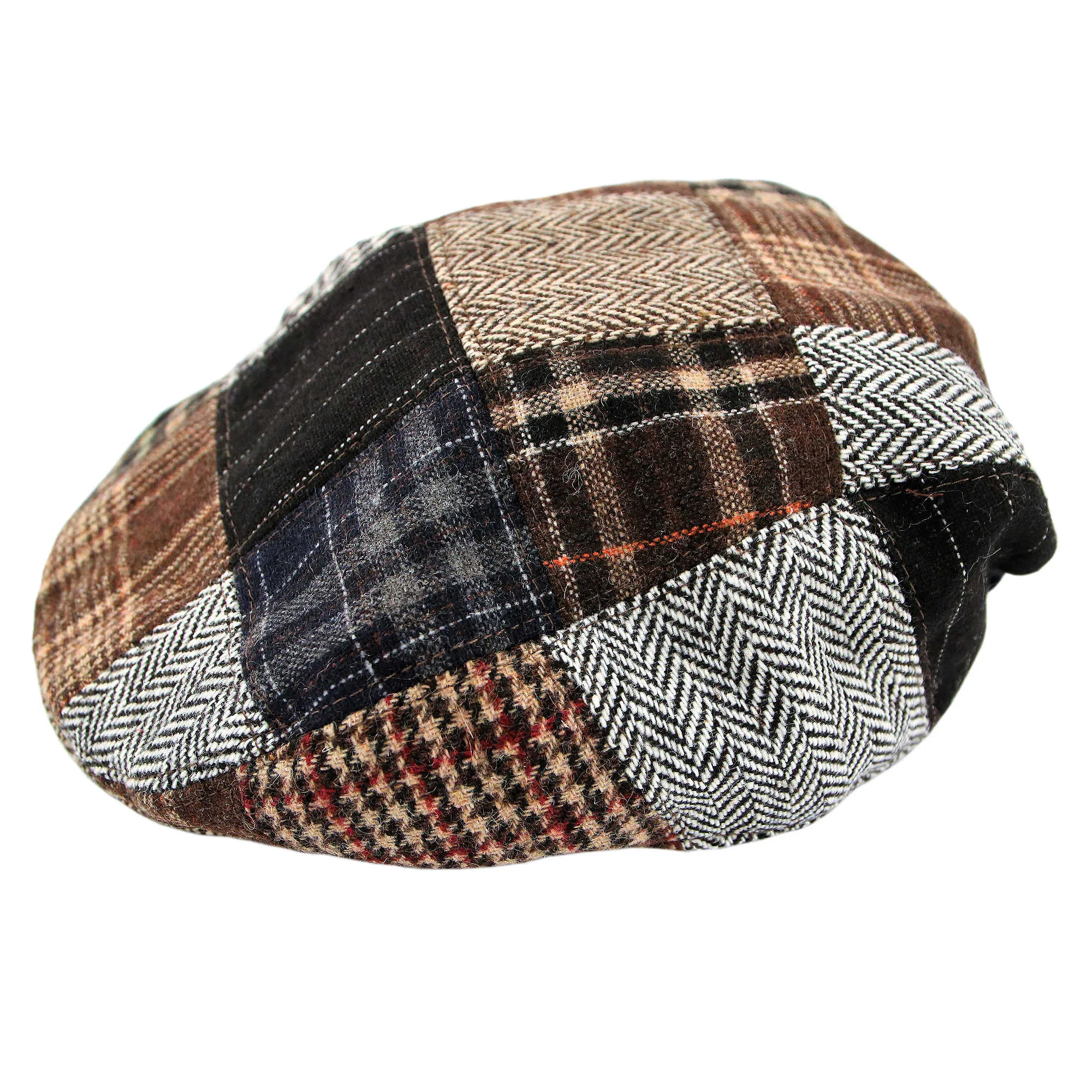 Rising Star Newborn Patchwork Cabbie Hat in Brown