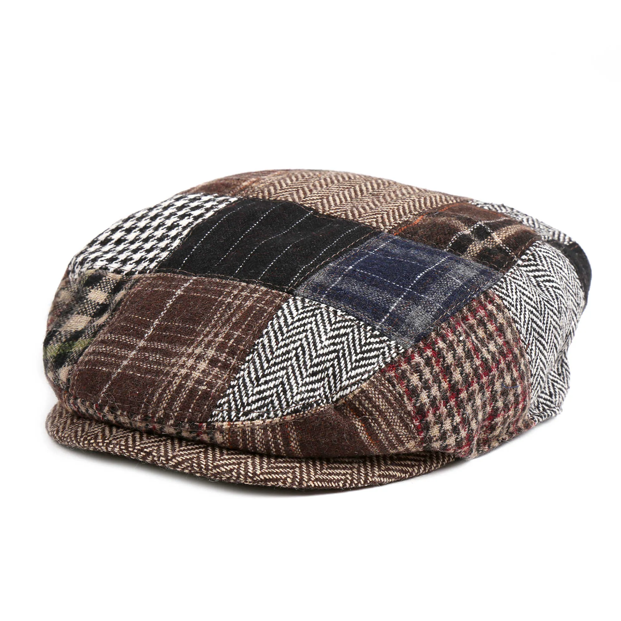 Rising Star Newborn Patchwork Cabbie Hat in Brown