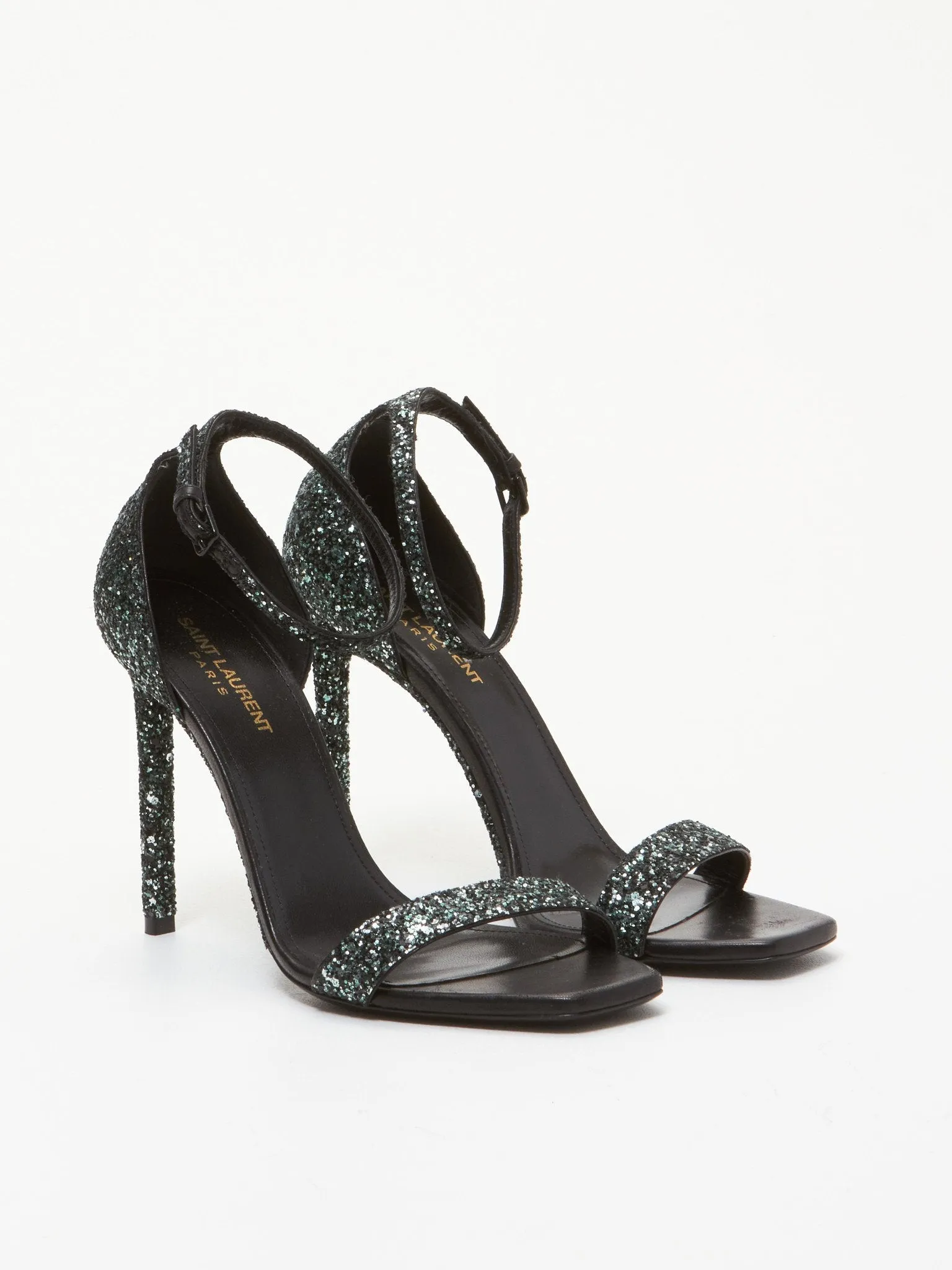 Saint Laurent Emerald "Amber" Glitter 105mm Heels - 39.5